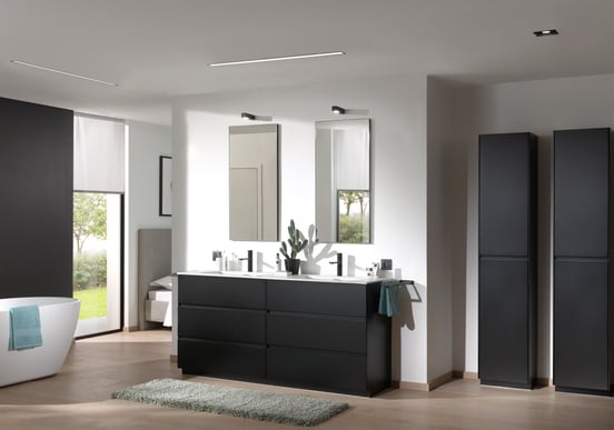 Storke Nero Badspiegel: Rechteckig, Schwarz, 48 x 100 cm