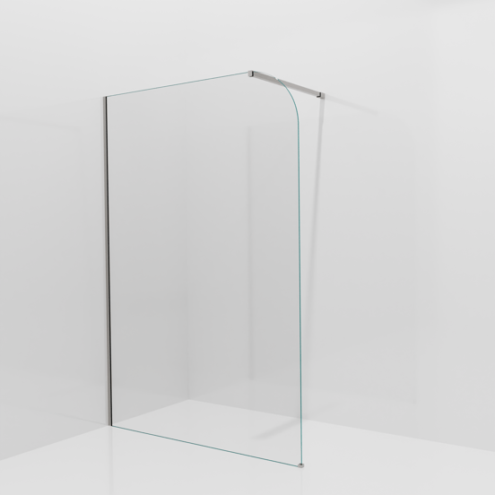 Balmani Modular inloopdouche: 140 x 200 cm, Helder glas afgerond, Brushed Inox profielen