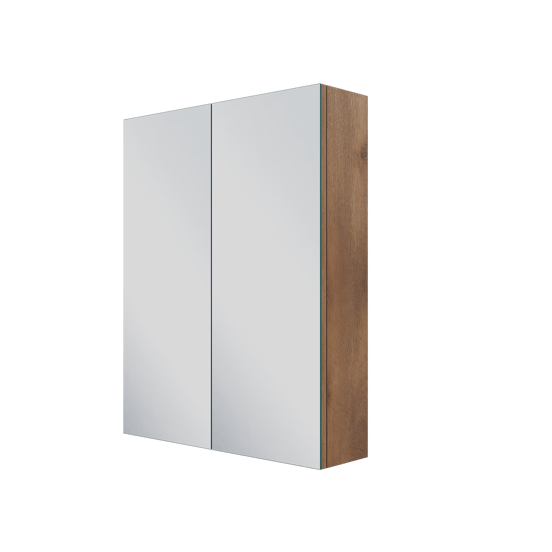 Linie Montro Spiegelschrank Bad: 60 x 75 cm, braune Eiche