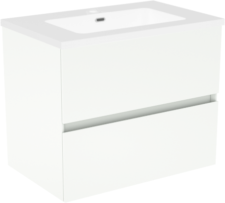 Storke Edge zwevend badmeubel 60 x 40 cm mat wit met Diva enkele wastafel in composietmarmer hoogglans wit
