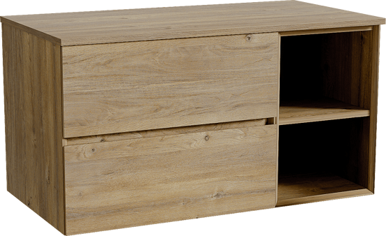 Storke Edge meuble salle de bains suspendu 100 x 52 cm chêne brut avec Panton tablette simple en mélaminé chêne brut