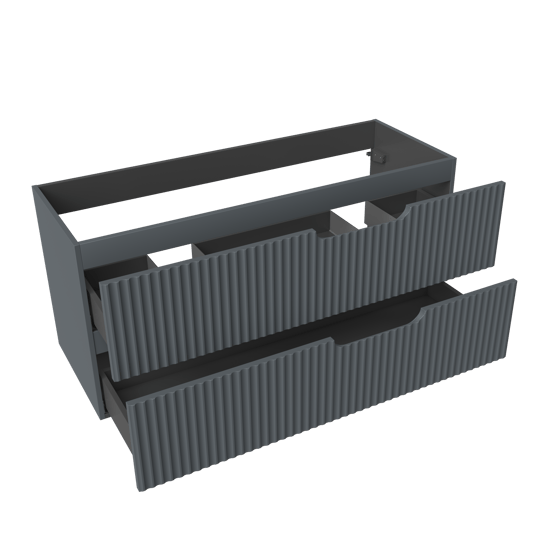 Linie Ribbo zwevende wastafelonderkast 120 x 46 cm blauw antraciet 2 lades