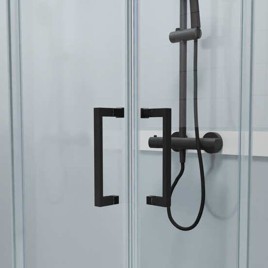 Luca Varess Talan douchecabine met schuifdeuren 80 x 80 cm helder glas mat zwart profiel