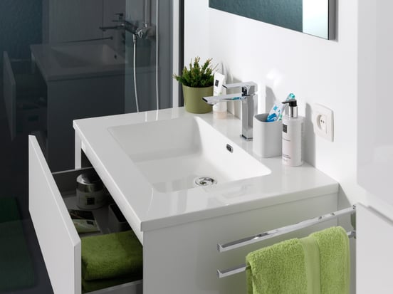 Storke Diva enkele wastafel glanzend composiet marmer 75 x 52 cm