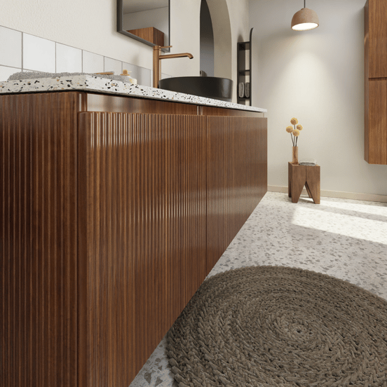 Storke Ribs hängender Waschbeckenunterschrank: 105 x 52 cm, Nussbaum, 2 Schubladen