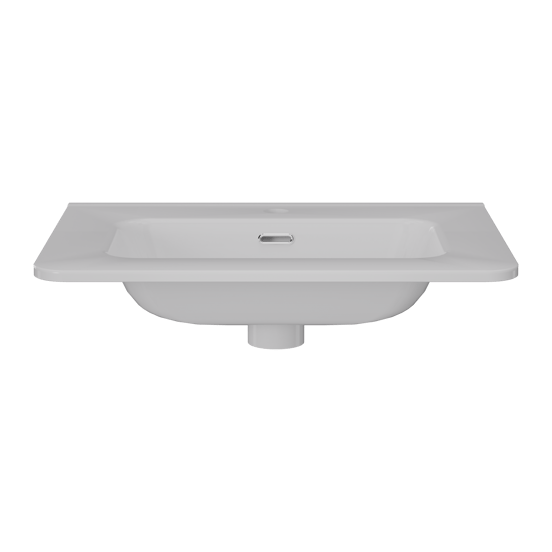 Linie Baro Curvo enkele wastafel porselein Glanzend Wit 60 x 46 cm