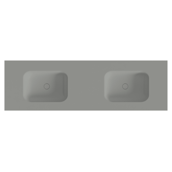 Balmani Tablo Arcato dubbele wastafel met afvoerplug mat steengrijze Solid Surface 180 x 55 cm