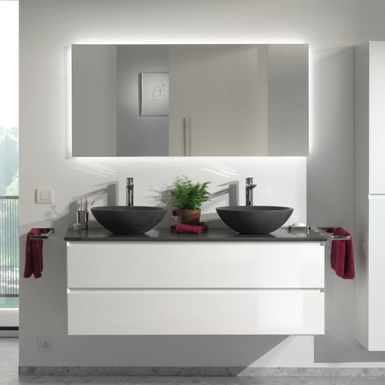 Balmani Facetta dubbel wastafelblad verzoete graniet 135 x 55 cm