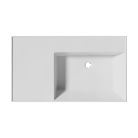 Balmani Argila plan vasque asymétrique droite marbre composite Blanc Brillant 80 x 46 cm