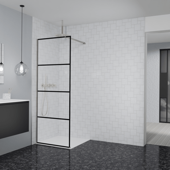 Balmani Modular douche à l'italienne: 80 x 200 cm, Lined, Profil Brushed CoolMetal