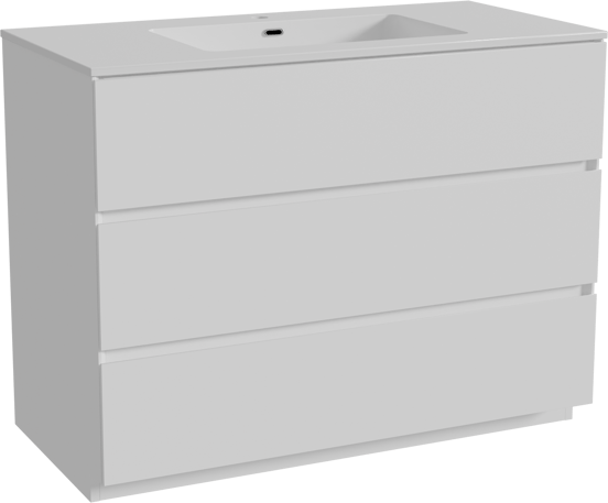 Storke Edge staand badmeubel 105 x 52 cm mat wit met Diva enkele wastafel in composietmarmer hoogglans wit