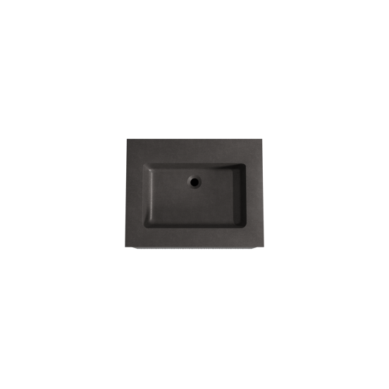 Storke Ribs meuble salle de bains suspendu 65 x 52 cm chêne noir avec Scuro plan simple en quartz noir mat, Nervure droite asymétrique verticale