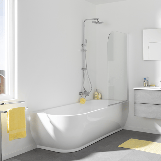 Linie Paulo eenpersoons hoekbad rechts 170 x 75 cm acryl Glanzend Wit