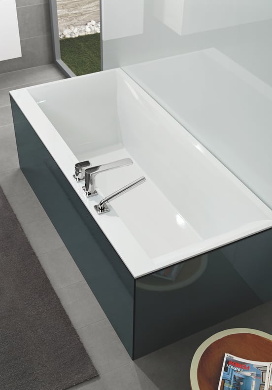 Villeroy & Boch Squaro Edge 12 2-Personen-Einbaubadewanne: 180 x 80 cm, Quaryl, Weiß Glänzend