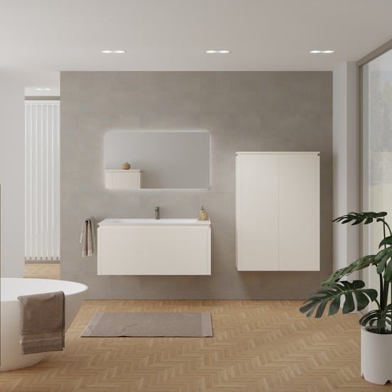 Balmani Eclips zwevende kolomkast Sandbeige 90 x 32 x 130 cm