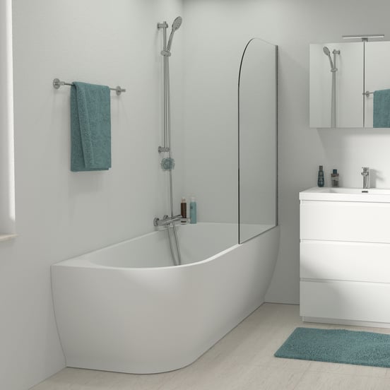 Linie Paulo Tweepersoonsbad hoekbad rechts 170 x 75 cm acryl mat wit