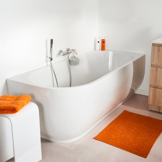 Linie Paulo tweepersoons hoekbad rechts 180 x 80 cm acryl Hoogglans Wit