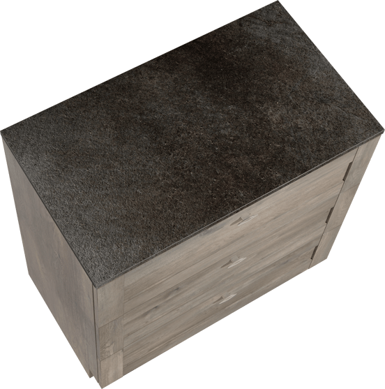 Linie Classo freistehendes Möbelstück Set: 80 x 46 cm, Graue Eiche, mit Lado Einzel Waschtischplatte, Melamin Schiefergrau