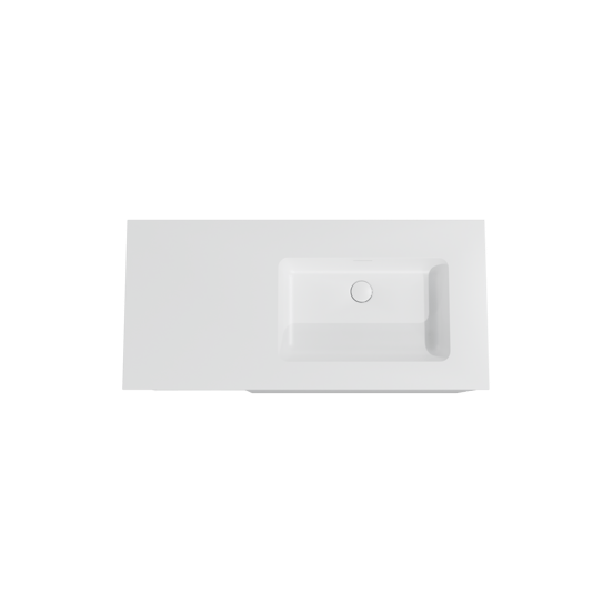 Storke Edge zwevend badmeubel 110 x 52 cm hoogglans wit met Mata asymmetrisch rechtse wastafel in solid surface mat wit