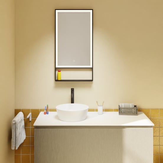 Luca Varess Bridge miroir rectangulaire noir lumineux et anti-buée 45 x 85 cm