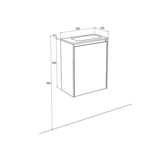 Storke Edge zwevend toiletmeubel 40 x 22 cm ruw eiken met Fina wastafel in mat quartz