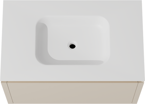 Balmani Eclips zwevend badmeubel 90 x 55 cm Sandbeige met Eclips enkele wastafel in Solid Surface mat wit