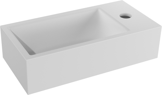 Luca Varess Cubic Handwaschbecken, Keramik weiß matt, Rechts, 40,5 x 20 cm