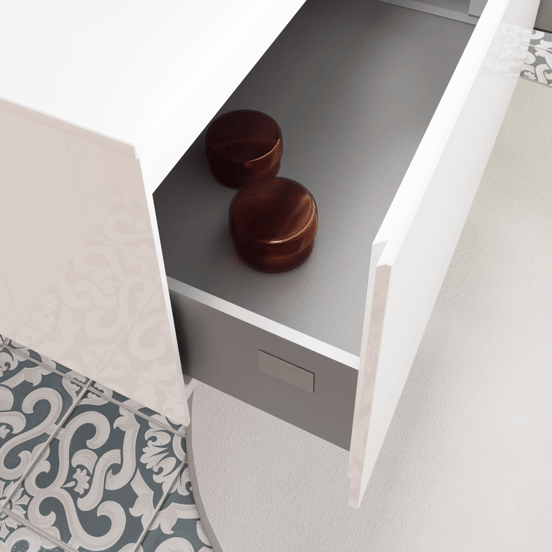 Storke Edge hängendes Möbelstück Set: 135 x 52 cm, Weiß glänzend, mit Mata Einzelwaschtisch, Solid Surface Weiß matt