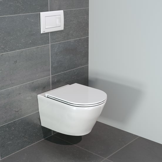 Luca Varess Calibro Hänge WC: Weiß glänzend, spülrandlos, inkl. Finolisso WC Sitz