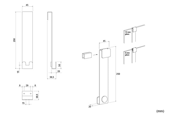 Blaufoss Gulio Duschhalter mit Doppelhaken, Brushed GunMetal