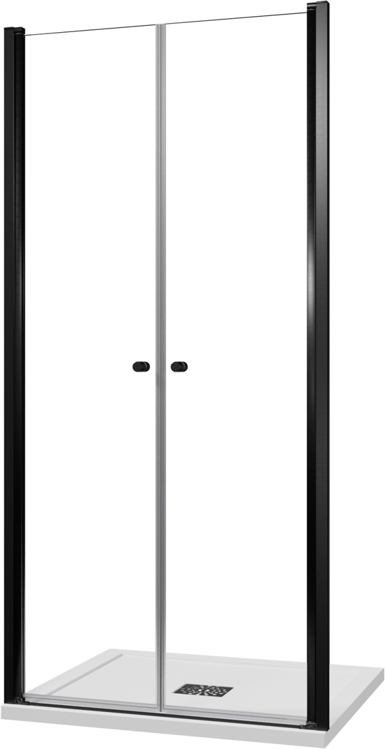 Luca Varess Kuresa porte battante 100 x 200 cm verre transparent profil noir mat