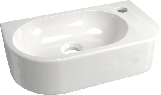 Luca Varess Rondo Handwaschbecken: 41 x 22 cm, Keramik, Weiß Glänzend