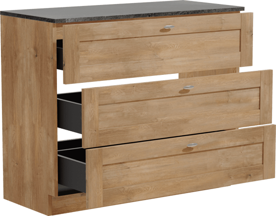 Linie Classo freistehendes Möbelstück Set: 100 x 46 cm, Naturbelassene Eiche, mit Lado Einzel- oder Doppel Waschtischplatte, Melamin Schiefergrau