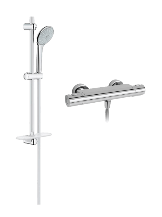 Blaufoss Neringa opbouw regendoucheset thermostatische kraan glanzend chroom