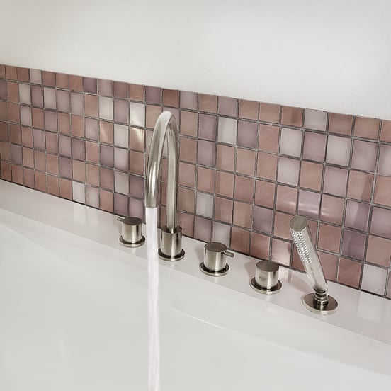 Blaufoss Round 5 trous Robinet de baignoire sur gorge Brushed Coolmetal set douchette incl.