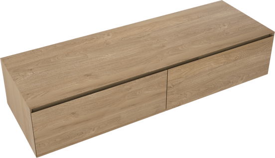 Balmani Mitra Elements hängender Waschbeckenunterschrank: 150 x 50 cm, Eiche Natur, 2 Schubladen