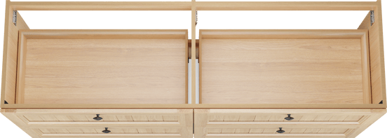 Balmani Lemon stehender Waschbeckenunterschrank: 180 x 55 cm, Naturbelassene Eiche Furnier, 4 Schubladen