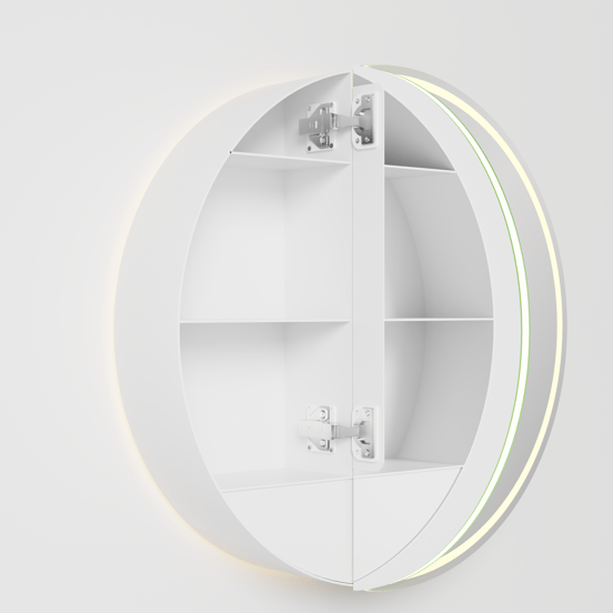 Balmani Mara spiegelkast Rond Ø 60 mat wit met spiegelverlichting en anti-damp