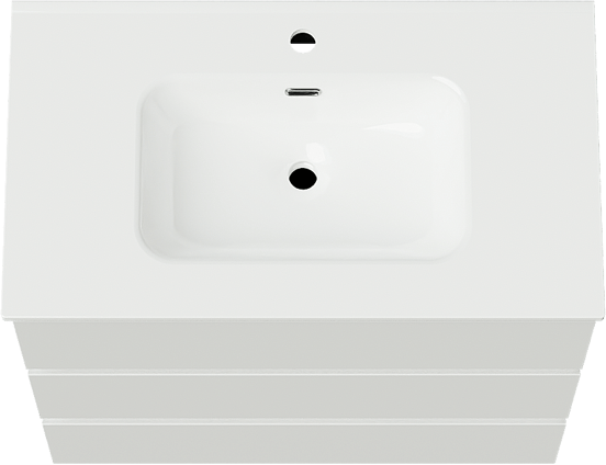 Linie Lado freistehendes Möbelstück Set: 80 x 46 cm, Weiß glänzend, mit Baro Einzelwaschtisch, Porzellan Weiß glänzend