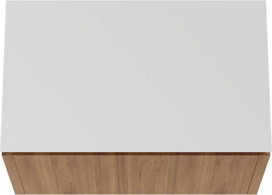 Balmani Eclips hängendes Möbelstück Set: 90 x 55 cm, Teak, mit Eclips Einzel Waschtischplatte Solid Surface Weiβ matt