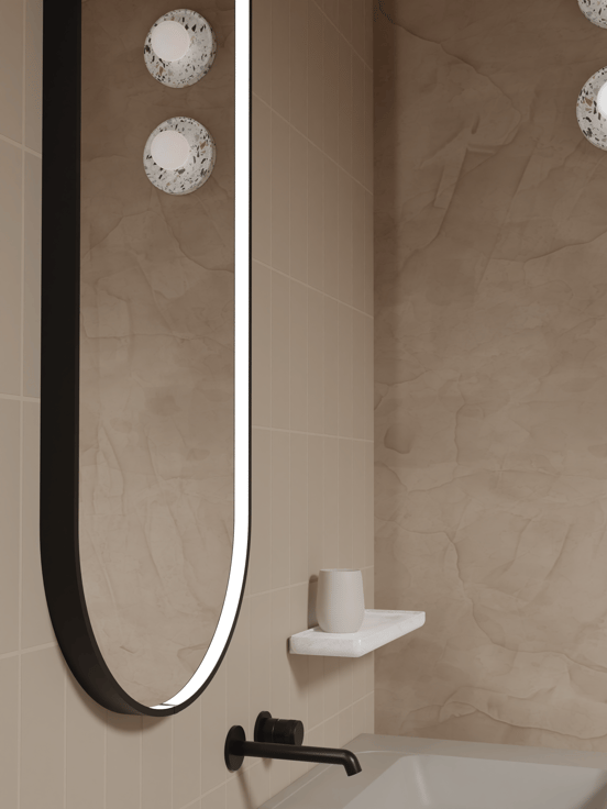 Balmani Secret Black ovaal badkamerspiegel zwart 45 x 120 cm met spiegelverlichting en anti-damp