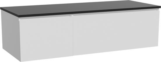 Storke Edge hängendes Möbelstück Set: 130 x 52 cm, Weiß matt, mit Panton Einzel- oder Doppel Waschtischplatte, Pulverbeschichtetes MDF Schwarz matt