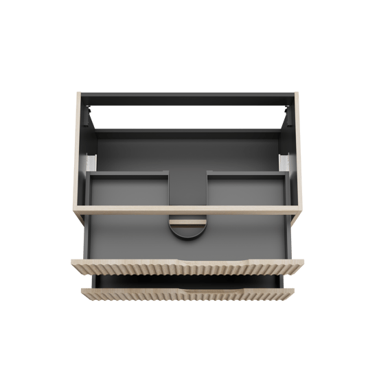 Linie Ribbo hängender Waschbeckenunterschrank: 80 x 46 cm, Eiche hell, 2 Schubladen