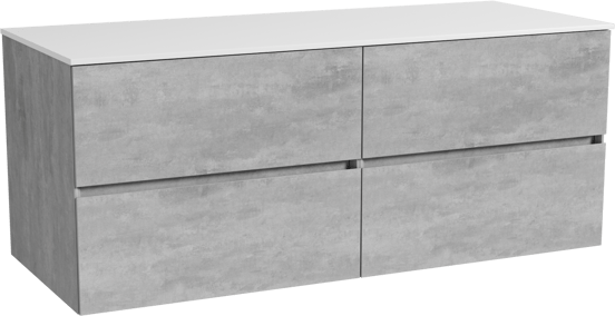 Storke Edge zwevend badmeubel 130 x 52 cm beton donkergrijs met Tavola enkel of dubbel wastafelblad in solid surface mat wit