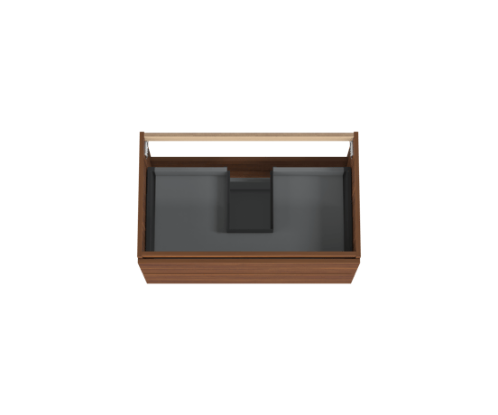 Balmani Lucida hängender Waschbeckenunterschrank: 90 x 55 cm, Amerikanischer Nussbaum, 2 Schubladen