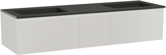Storke Edge zwevend badmeubel 165 x 52 cm hoogglans wit met Scuro dubbele wastafel in kwarts mat zwart