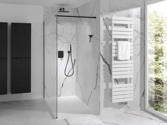 Blaufoss Smartbox Softline Duschsystem: Unterputz, Runder Duschkopf, 30 cm, Schwarz Matt