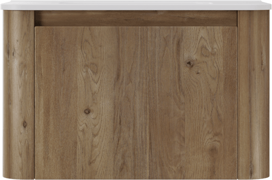 Storke Soft hängendes Möbelstück Set: 80 x 46 cm, Eiche rau, mit Kera Soft Einzelwaschtisch Keramik Weiβ matt