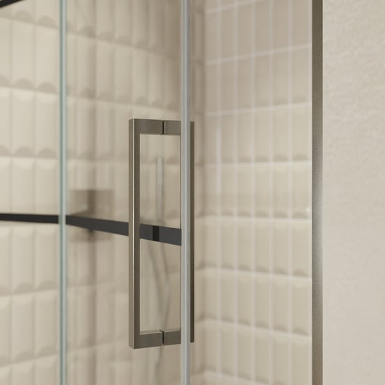 Balmani Senses Design porte pivotante à gauche 120 cm x 210 cm verre Lined, Profil Brushed GunMetal