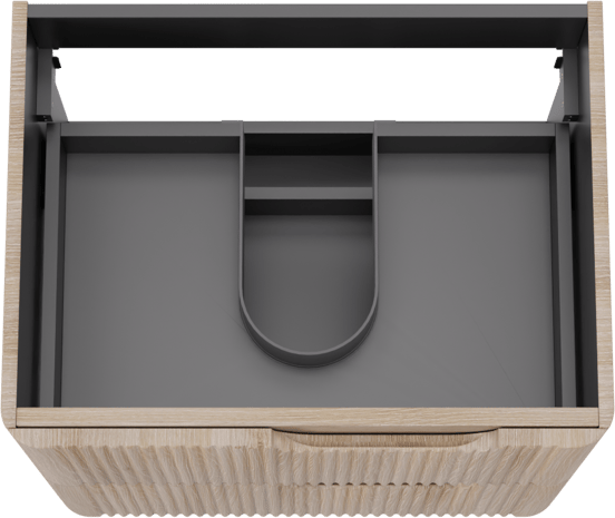 Linie Curvo hängender möbelstück Waschtischunterschränke 60 x 46 cm Eiche Hell 2 Schubladen, Vert. Sym. Rippe